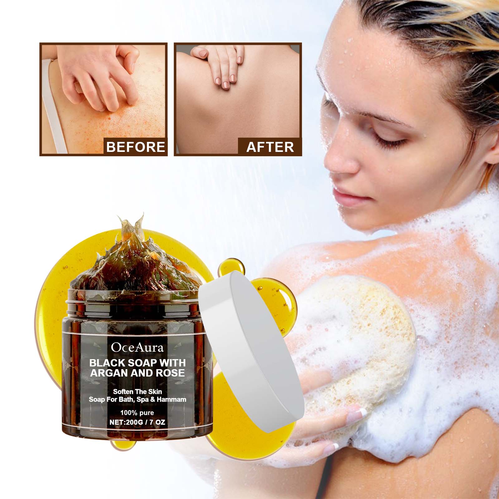 Черное мыло OCEAURA с арганой  – обзор и цена Castor Oil Soap